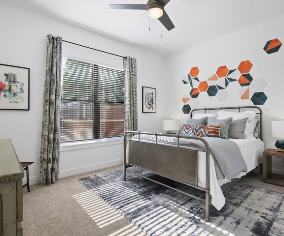 The Sawyer Bedroom with Ceiling Fan Apartments for rent Dallas