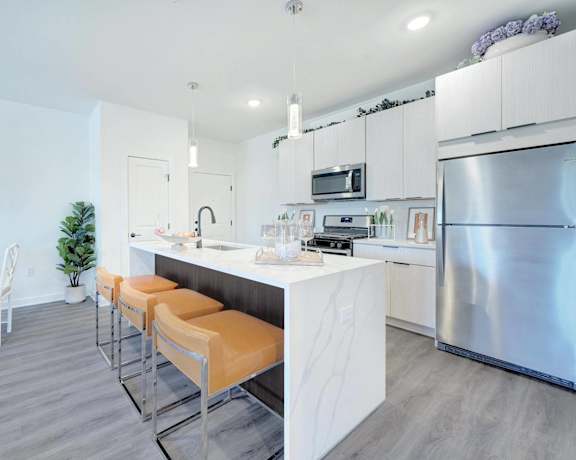 A modern Kitchen at The Franklin at Hillsborough Apartments, New Jersey