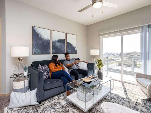 Modern Living Room at Lake Shore Apartments, Iowa, 50021