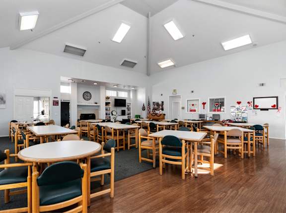 Community clubhouse room at Whispering Fountains Whittier, Whittier, CA