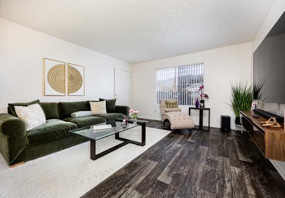 Modern Living Room With Plenty Of Natural Light at Whispering Fountains Monrovia, California