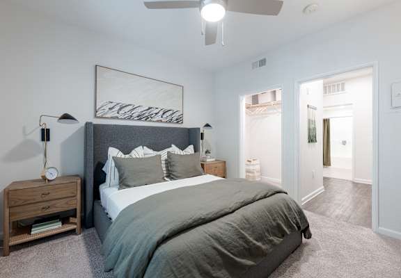 Primary Bedroom at The Kitt at Warner Center Apartments in Woodland Hills, CA 91303