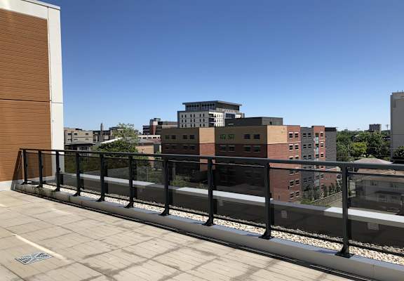 the view of the city from the balcony