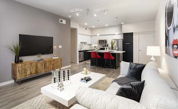 Living Room With TV  at LUX by Garden*, San Diego, CA