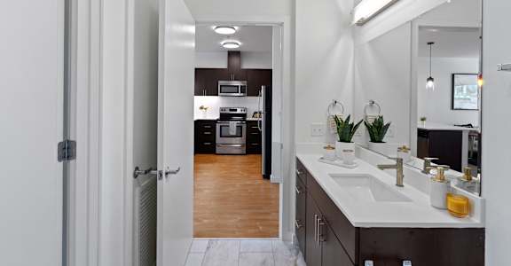 Bathroom at The Parker Apartments in Portland, OR 97209