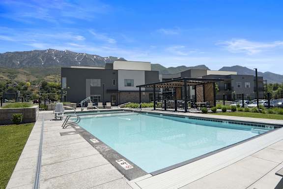 Swimming Pool And Sundeck at The Flats at Riverwoods, Provo, UT
