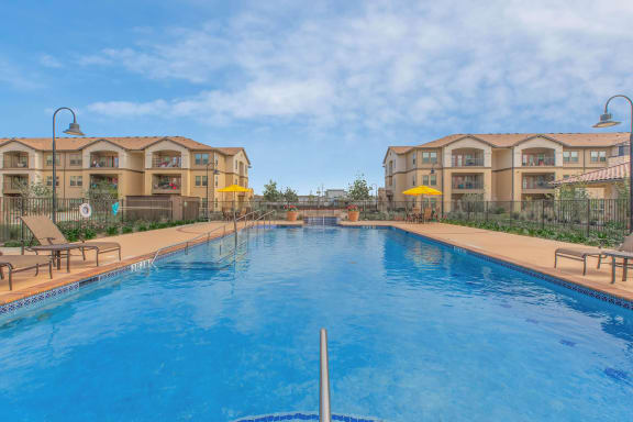 Blue Cool Poolat Mariposa at Harris Road Arlington 55+ Apartments, Arlington, TX 76001