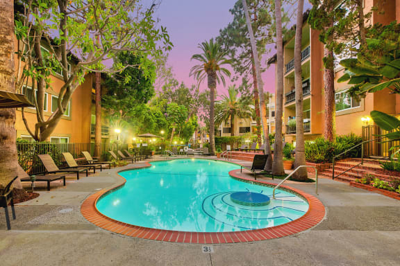 the swimming pool at night