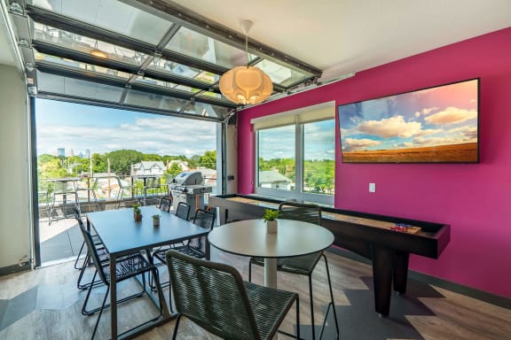Garage patio overlooking rooftop patio