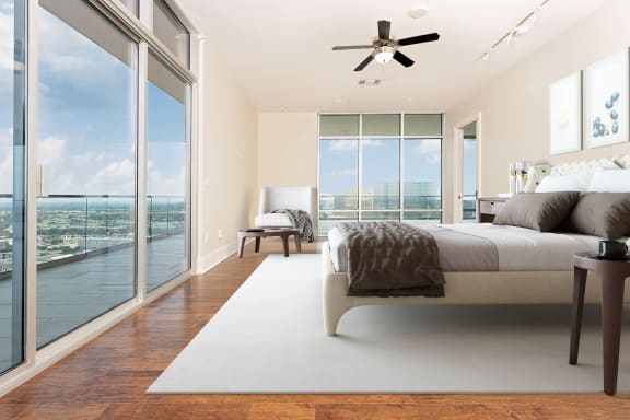 Comfortable bedroom with cityview at The Heights at Park Lane, Dallas