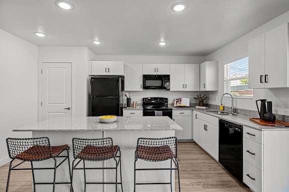 Desert Village Townhomes in Santa Clara, Utah Model Kitchen with Island