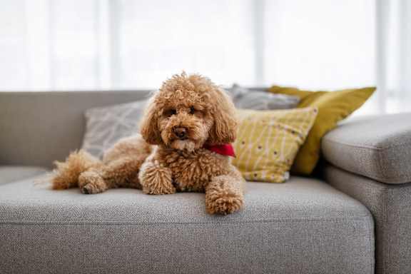Dog sitting on couch