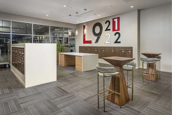 A modern office lobby at LUX by Garden*, California, 92122