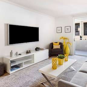 Living Area With TV at Costa Verde Village Apartments, San Diego, CA 92122