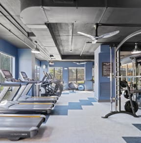 a fitness center with weights and other exercise equipment at Rivergate, Woodbridge, VA