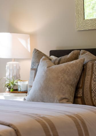 Pillows on a bed at Oakwood Manor in Bay Shore, Bay Shore, NY 11706
