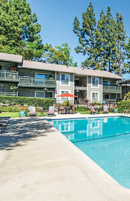 the swimming pool at the falls at rolland park apartments  at Pleasanton Glen Apartments, California, 94566