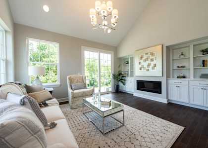 a living room with a couch and a coffee table