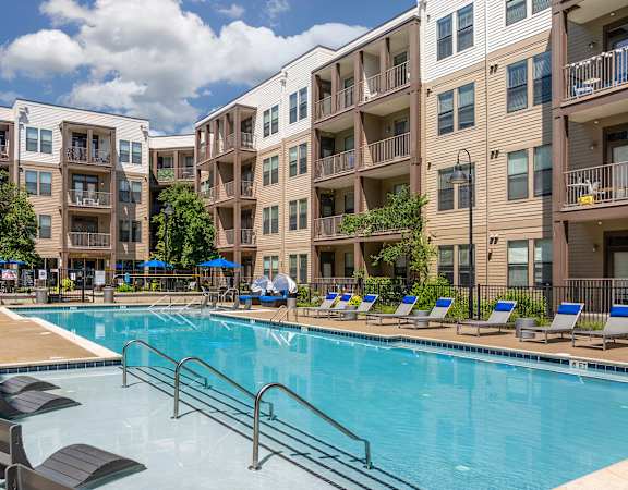 Oversized swimming pool with aqua deck - 23Hundred at Berry Hill