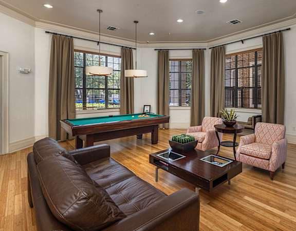 Resident clubhouse with billiards table - DeLayne at Twin Creeks