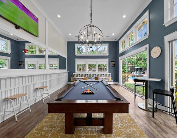 Billiards table in resident clubhouse - The Estates at River Pointe