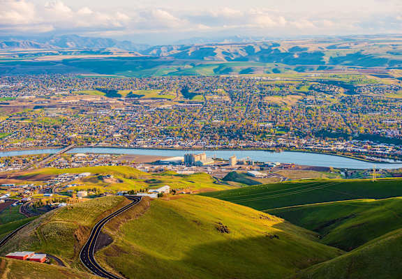 a view of the city from the top of a hill at Canyon View, Idaho
