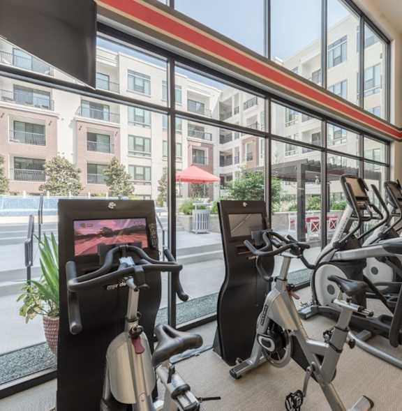 Fitness center at Ascent at City Centre in Houston TX