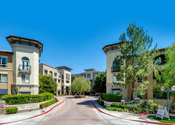 Entry to community at Madison at Town Center Apartments in Santa Clarita CA