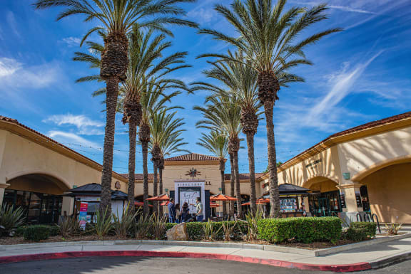 a group of palm trees in front of a building at Anacapa Canyon, Camarillo, 93012