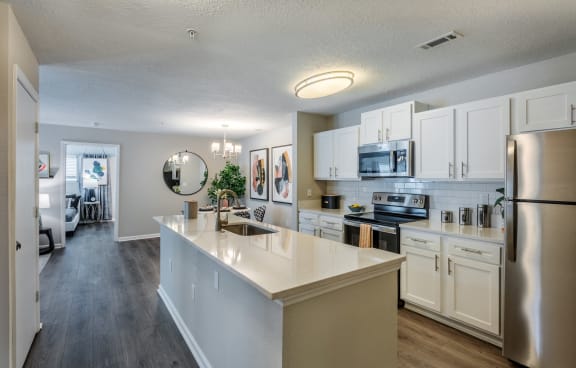 Southpoint Crossing Model Living Room with Private Patio