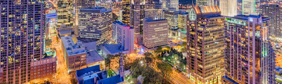 a night view of the city of atlanta