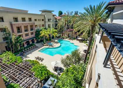 Aerial view of pool at Madison at Town Center Apartments in Santa Clarita CA