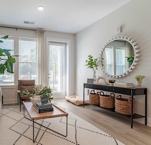 Modern Living Room at The Yancey Apartments, Charlotte, NC, 28217