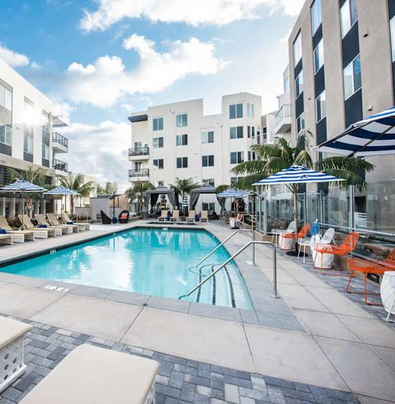 Axis Admiral's Hills Courtyard with a Stunning View of the Community Also Featuring Outdoor Fireplace
