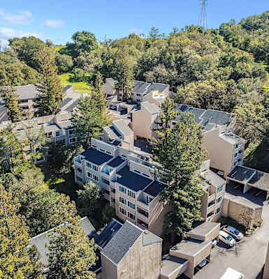 Aerial view of apartment buildings