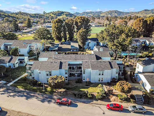 aerial view of apartment building