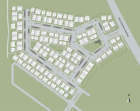 A map shows a neighborhood with streets and houses.