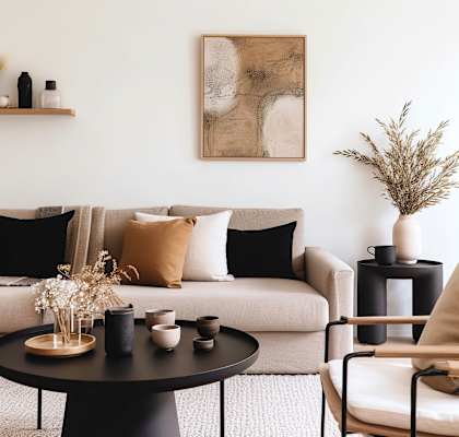 a living room with a couch and a coffee table at Oakwood Manor in Bay Shore, NY 11706