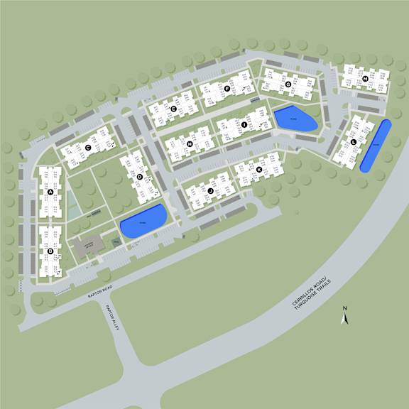 A map shows a layout of a residential area with roads, houses, and a lake.