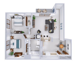  Floor Plan Phase 3 - 2 Bed, 1 Bath Lower
