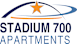 The image is a logo for Stadium 700 Apartments.