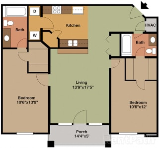 Floor Plan - 2 bed 2 bath apartment