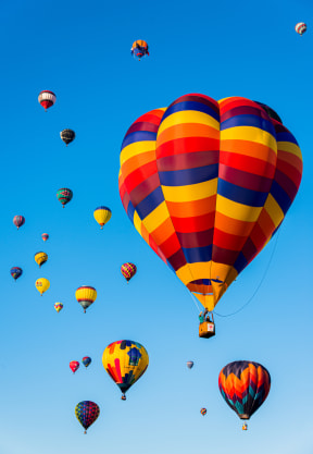 hot air balloons in the sky at Arterra, Albuquerque
