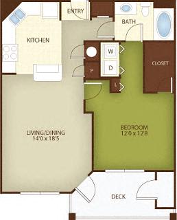 Floor Plan  Mimosa Floor Plan at Stone Ridge Apartment Homes, Mobile, Alabama
