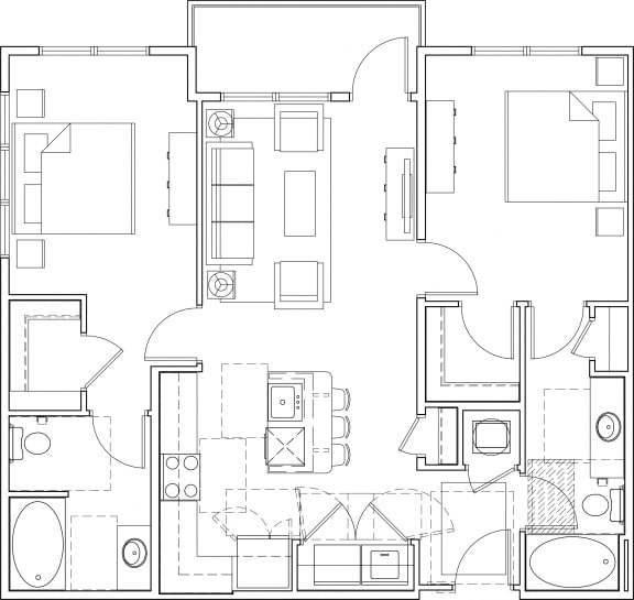 616 at the village two bedroom floor plan