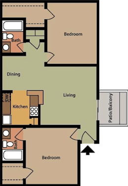 B2 Floor Plan B2 Floor Plan at The Daphne Apartments, The Barvin Group, Texas, 77054