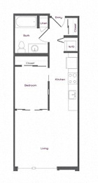  Floor Plan Open One Bedroom