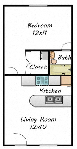 S2 Studio 1 bath  Floor Plan at Lory of Augusta Apartments, Augusta, GA, 30909