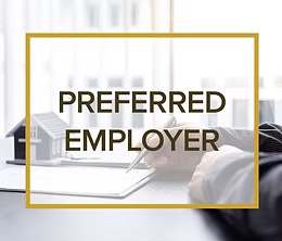 A logo with the text "PREFERRED EMPLOYER" is displayed on a screen.