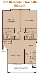 2 Bed 2 Bath Floor Plan at Concord Square Apartments, Riverside, CA, 92507